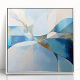 Colorful Abstract Wall Art – Blue, Peach & Gold Modern Canvas Decor