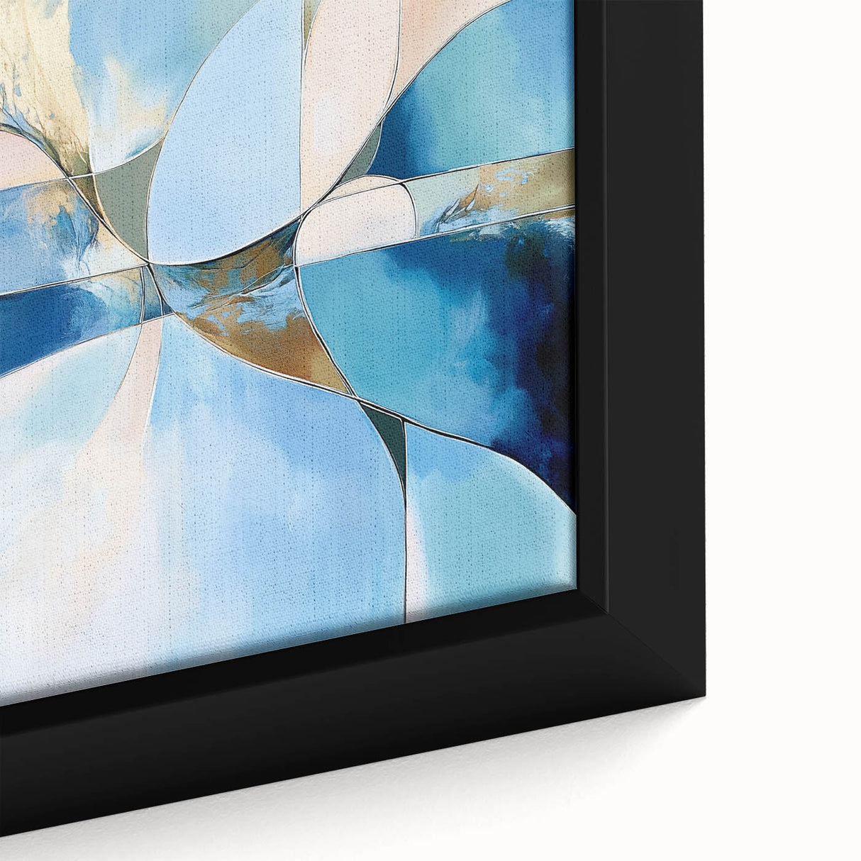 Colorful Abstract Wall Art – Blue, Peach & Gold Modern Canvas Decor
