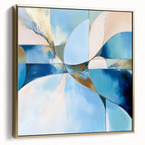 Colorful Abstract Wall Art – Blue, Peach & Gold Modern Canvas Decor