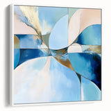 Colorful Abstract Wall Art – Blue, Peach & Gold Modern Canvas Decor