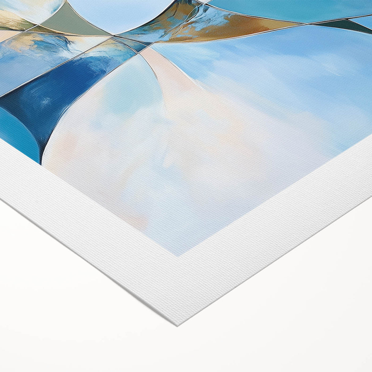 Colorful Abstract Wall Art – Blue, Peach & Gold Modern Canvas Decor