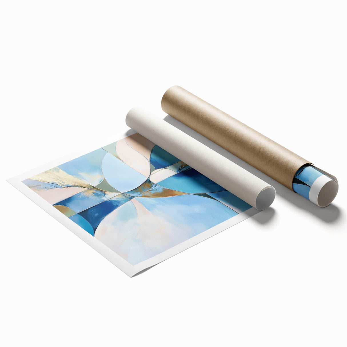 Colorful Abstract Wall Art – Blue, Peach & Gold Modern Canvas Decor