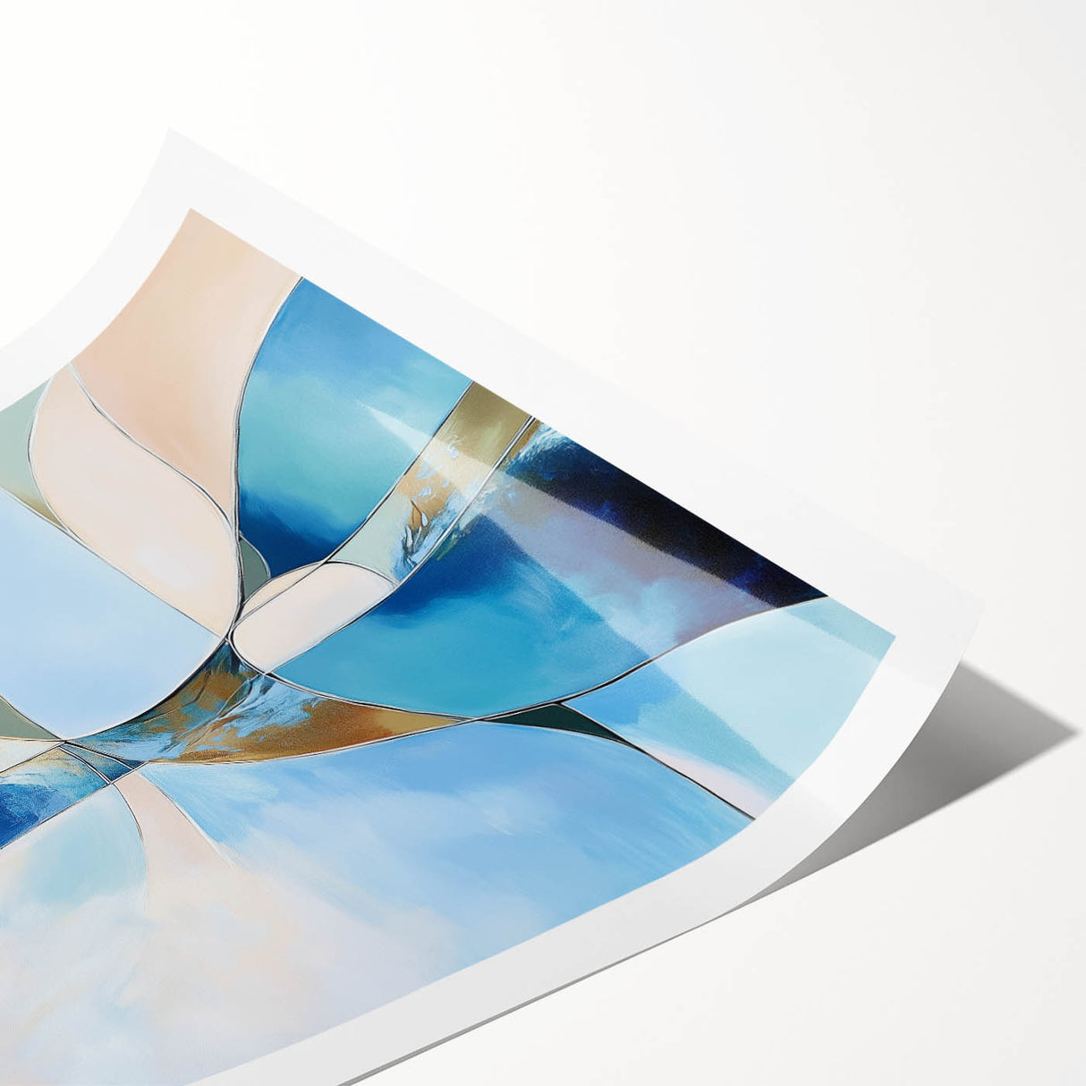 Colorful Abstract Wall Art – Blue, Peach & Gold Modern Canvas Decor