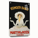 Large abstract wall art on acrylic glass featuring swirling blue and white patterns.