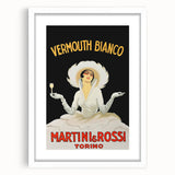 Abstract art print featuring swirling colors of blue and white on a framed canvas, suitable for dining room decor.