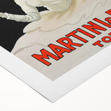 Art deco poster featuring a stylized cocktail glass, in black and gold tones, on rolled canvas.