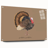 Large abstract wall art depicting fall foliage in muted orange and brown tones on acrylic glass.