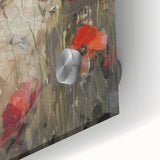 Abstract figurative acrylic artwork in vibrant colors, showcasing a dynamic close-up of swirling patterns and textures on glass, ideal for modern decor.