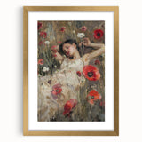 Abstract figurative art frame with a gold mat, showcasing a modern artistic design suitable for contemporary decor. Ideal for living rooms or art galleries.