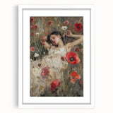 Abstract figurative art frame with a white mat, showcasing a modern design emphasizing curves and shapes, ideal for contemporary home decor.