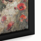 Close-up view of an abstract figurative art piece in a modern frame, showcasing vibrant colors and dynamic shapes, perfect for contemporary home decor.