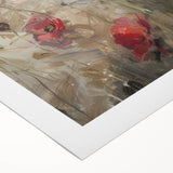 Abstract figurative art on rolled canvas showcasing vibrant colors and dynamic shapes, packaged securely in a cardboard tube for easy transport and display.