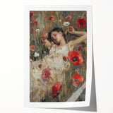 Abstract figurative rolled print showcasing vibrant colors and dynamic shapes, designed for contemporary home decor, securely packaged in a cardboard tube.