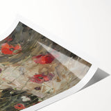 Abstract figurative art print showcasing vibrant colors and dynamic shapes, rolled and packaged in a protective tube, perfect for contemporary home decor.