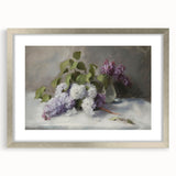 Abstract floral artwork framed in a sleek silver mat, showcasing vibrant colors and intricate details, perfect for modern home decor and enhancing interior aesthetics.