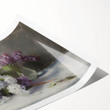 Abstract floral art print showcasing vibrant, colorful blooms in a modern design, rolled up for easy transport and display, ideal for home decor.