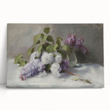 Vibrant abstract floral canvas art featuring bold colors and intricate designs, elegantly leaning against a wall, perfect for modern home decor.