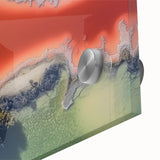 Abstract landscape design in vibrant colors, featuring flowing shapes and textures in acrylic and glass. Ideal for modern home decor and artistic displays.
