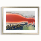 Abstract landscape framed artwork with a silver mat border, showcasing a serene blend of colors. Perfect for modern home decor, enhancing any living space.