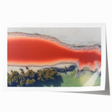 Abstract landscape rolled print showcasing vibrant colors of blue and green, featuring a wave-like design, ideal for modern home decor or office spaces.