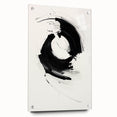Abstract minimalist wall art displayed in a side view, featuring a sleek acrylic glass finish with stylish pins for mounting, ideal for modern decor.