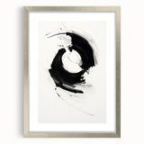 Abstract minimalist wall art framed in silver, showcasing a sleek design with a mat, perfect for modern home decor. Ideal for enhancing contemporary interiors.