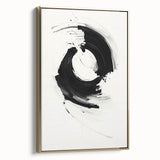 Framed abstract minimalist wall art featuring elegant gold accents, showcasing a sleek side view that highlights its modern aesthetic and sophisticated design, perfect for contemporary decor.