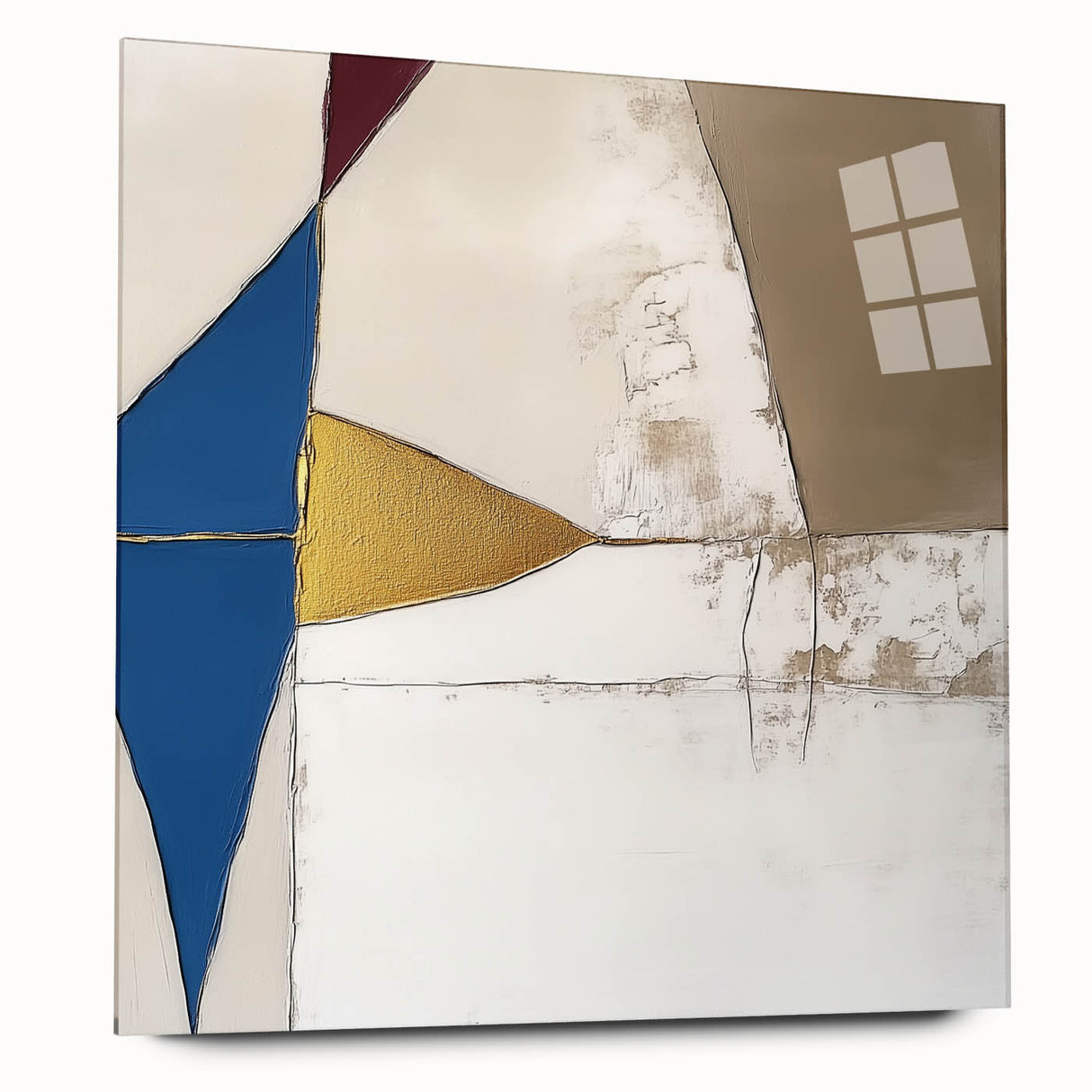 Modern Abstract Wall Art – Bold Geometric Canvas in Blue & Gold