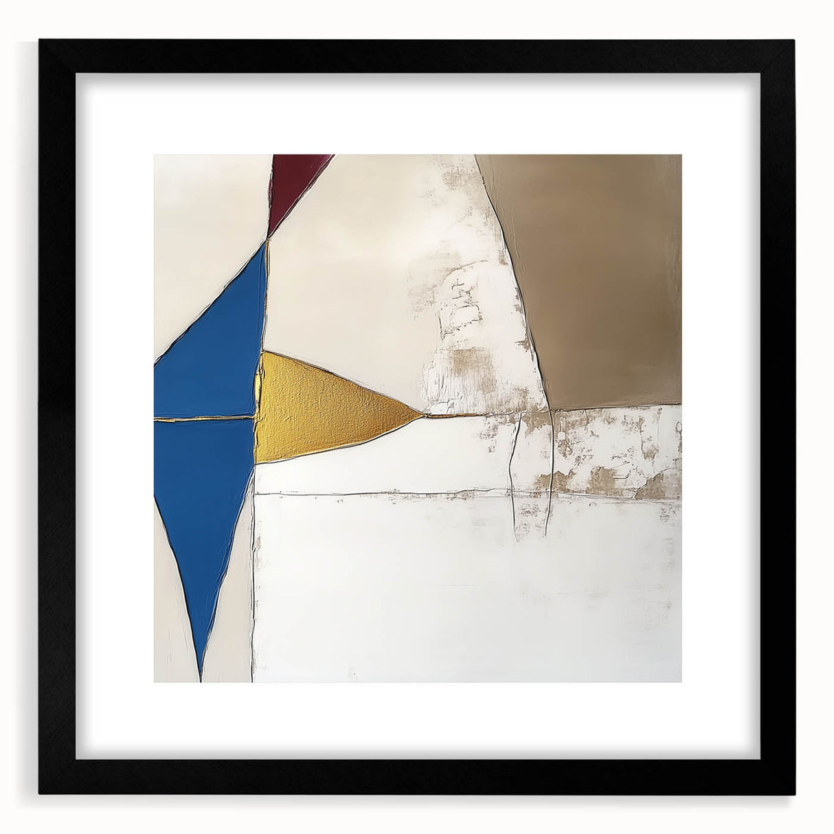 Modern Abstract Wall Art – Bold Geometric Canvas in Blue & Gold