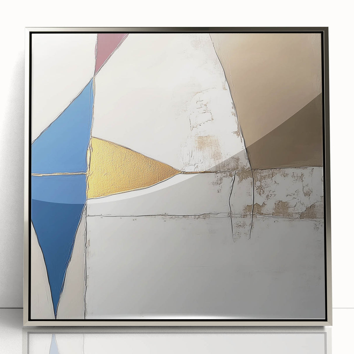 Modern Abstract Wall Art – Bold Geometric Canvas in Blue & Gold