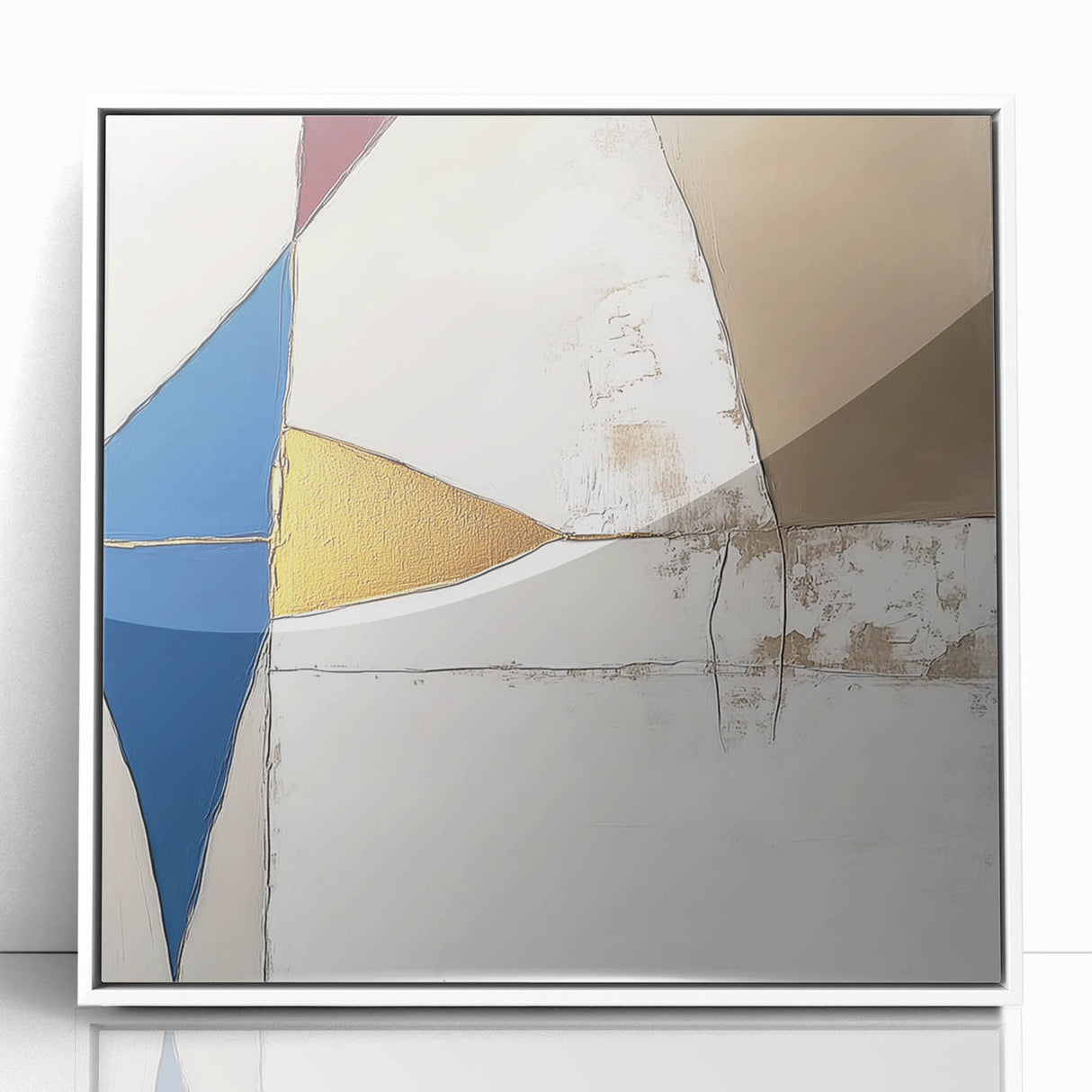 Modern Abstract Wall Art – Bold Geometric Canvas in Blue & Gold
