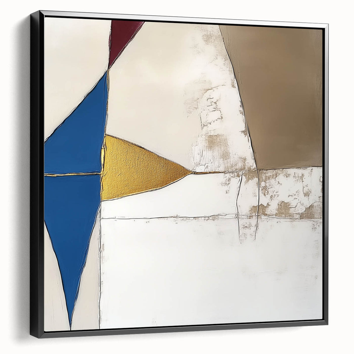 Modern Abstract Wall Art – Bold Geometric Canvas in Blue & Gold