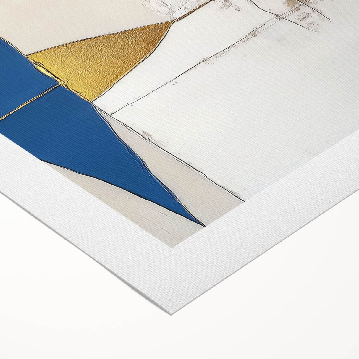 Modern Abstract Wall Art – Bold Geometric Canvas in Blue & Gold