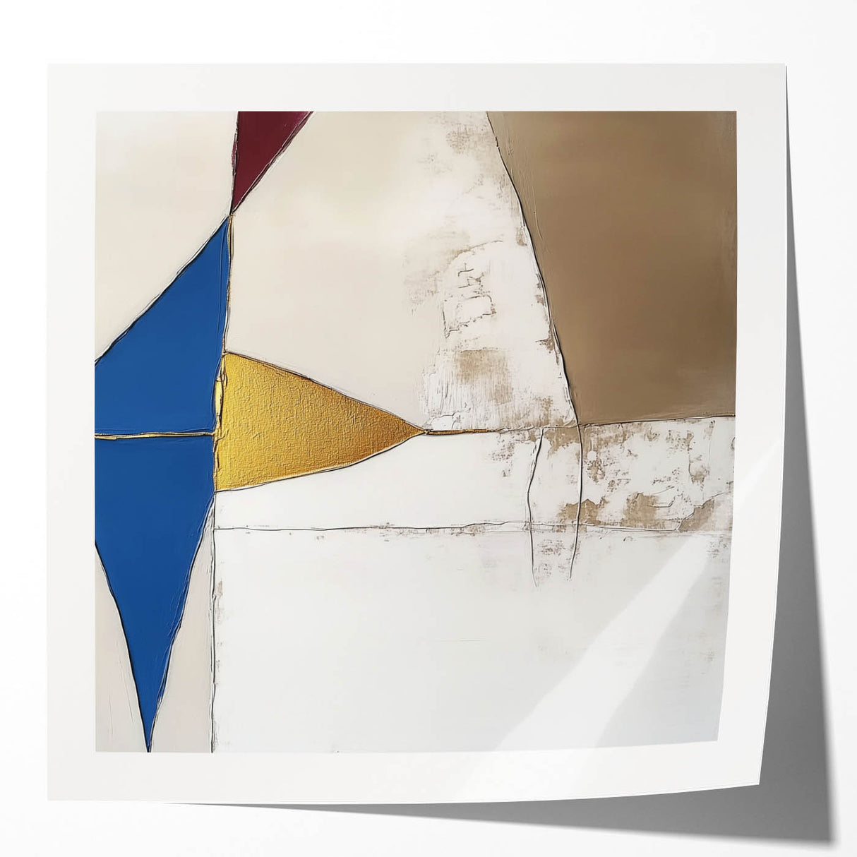 Modern Abstract Wall Art – Bold Geometric Canvas in Blue & Gold