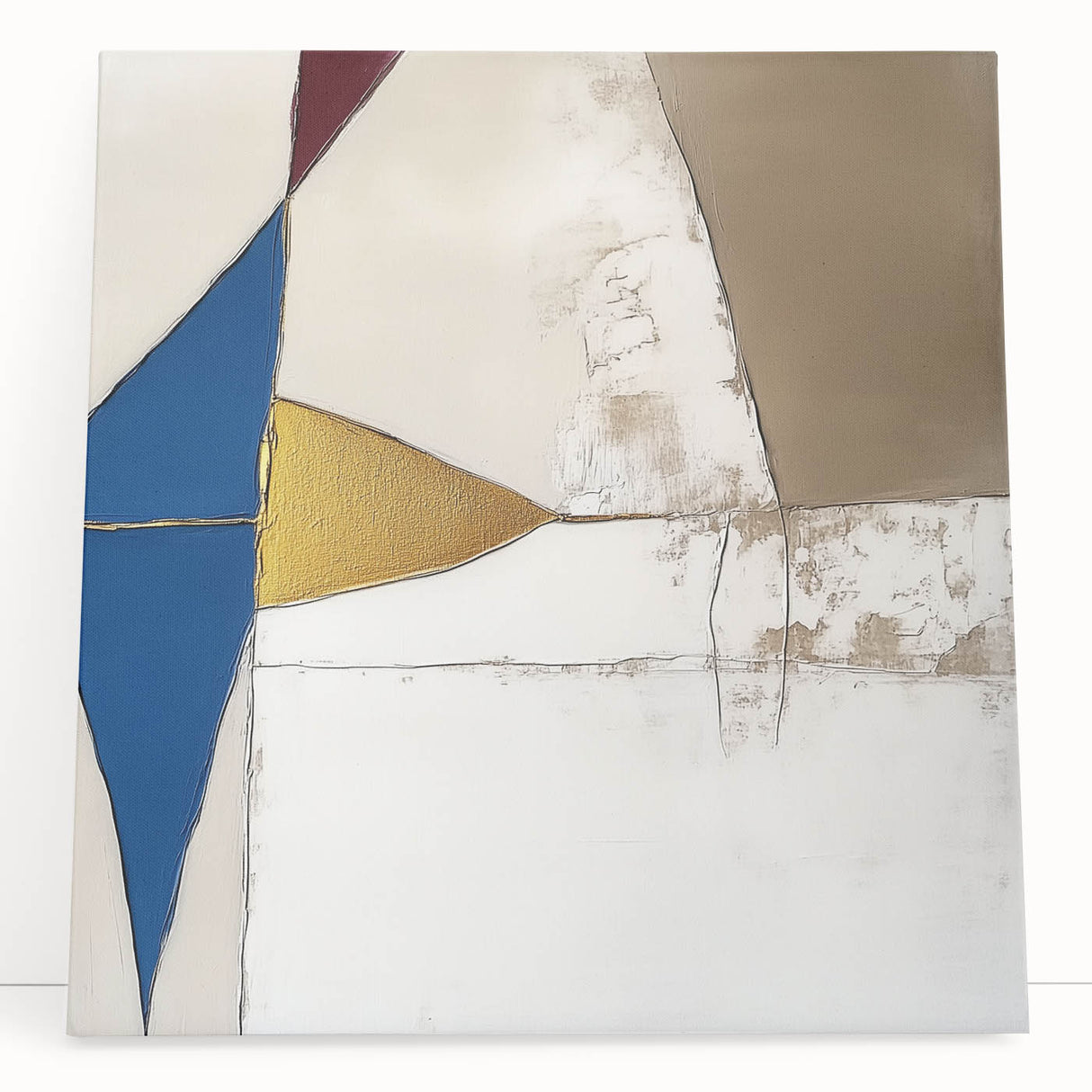 Modern Abstract Wall Art – Bold Geometric Canvas in Blue & Gold