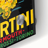 Large abstract wall art in mid-century modernist style, showcasing vibrant food and drink motifs on acrylic glass.