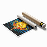 Extra large rolled print of floral art in muted pastel shades, ideal for classy bathroom or large living room decor.