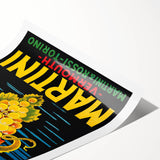 Extra large rolled print featuring line art flowers in black on white, ideal for large living room wall art.