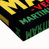 Black and white stretched canvas featuring a close-up of assorted fruits and vegetables, ideal for kitchen wall art.