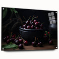 Acrylic print of large abstract wall art featuring vibrant fruit motifs, suitable for dining room decor.
