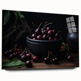 Large abstract wall art featuring vibrant fruits on acrylic glass, ideal for bedroom or dining room decor.