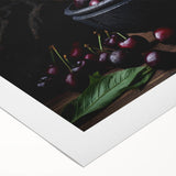 Art deco poster featuring assorted fruits in vibrant colors on rolled canvas, ideal for dining room wall art.