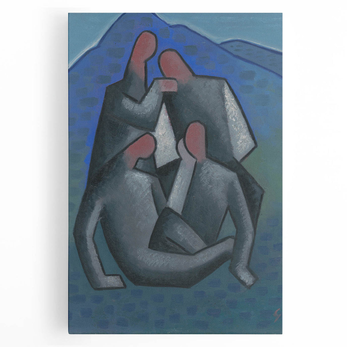 Abstract Figures - Modern Wall Art with Bold Shapes in Cool Tones