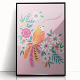 Floral Bird Wall Art - Girls Room & Nursery Nature Decor