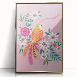 Floral Bird Wall Art - Girls Room & Nursery Nature Decor