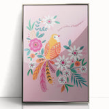 Floral Bird Wall Art - Girls Room & Nursery Nature Decor