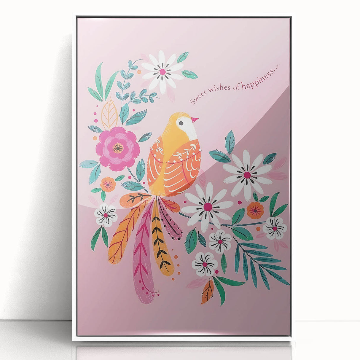 Floral Bird Wall Art - Girls Room & Nursery Nature Decor