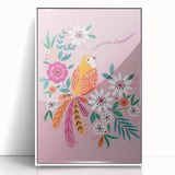 Floral Bird Wall Art - Girls Room & Nursery Nature Decor
