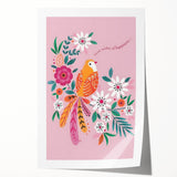 Floral Bird Wall Art - Girls Room & Nursery Nature Decor