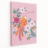 Floral Bird Wall Art - Girls Room & Nursery Nature Decor